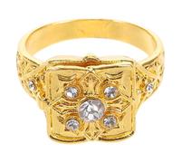 Abaodam Anillo Diseño Tallado Audaz para Compartimento Secreto Vintage Mujer con Cierre Abatible, Aleación Dorada y Adecuado para Uso Diario y Citas