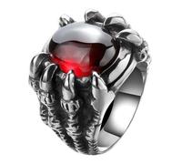 Abaodam Anillo Gótico de Dragón con Roja Estilo Punk Retro para Hombres Anillo Creativo para Fiestas y Cosplay