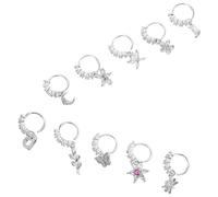 Abaodam Anillos de Nariz de Acero Inoxidable 10 Piezas con Gemas de Imitación Aro Decorativo para Mujer Variedad de Tamaños y Diseños Elegantes Joyería para Perforación Nasal