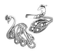 Abaodam Anillos de Tensión para Tejer de Aleación Antigua, Guía de Hilo Ajustable en Forma de Pavo Real 3d, 2 Piezas para Crochet, Costura y Manualidades