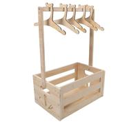 Abaodam Armario de Madera para Ñiño con Asa y Perchero Colgante, Caja de Almacenamiento para Ropa y Juguetes, Organizador para Guardería, Cesta Natural para Shower, Tamaño Mediano