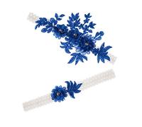 Abaodam Bandas de Encaje Azul Ligas Decorativas de Poliéster para Novia Gemas de Imitación Accesorio Elegante Paquete de 2 para Muslo para Ceremonia de Boda