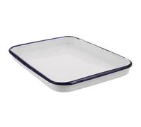 Abaodam Bandeja para Hornear Fácil de Limpiar y Multifuncional Rectangular de Esmalte Blanco Diseño Retro para Cocinar y Servir