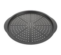 Abaodam Bandeja para Pizza de Acero al Carbono Mango Ergonómico y Resistencia Corrosión Química, Molde Práctico para Horno y Cocina en Color Negro