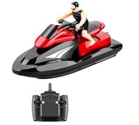 Abaodam Barco RC Rápido con 1 Batería Lancha Eléctrica Roja Adultos Motor Dual Velocidad hasta 20 Km/H Autonomía 15-18 Minutos Diseño para Piscina y Actividades Acuáticas