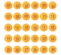 Abaodam Bolas Numeradas para Rifa 30 Bolas Plásticas Amarillas 1-30 Esféricas para Dinámicas de Grupo y Sorteos en Eventos Sociales