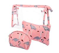 Abaodam Bolsa de Aseo Portátil Rosa Gran Capacidad, Material PU y Algodón, Set de 3 Piezas Adecuado para Viaje y Uso en Casa