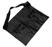 Abaodam Bolsa de Maquillaje de Cintura Profesional de Cuero Sintético Negro para 32 Brochas, Organizador Práctico Múltiples Bolsillos, Adecuado para Maquillaje y Retoques en Rodaje