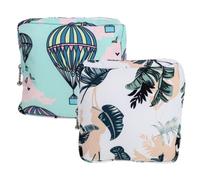 Abaodam Bolsa Portátil para Compresas Femeninas Set de 2 Unidades Verde Globo y Hoja Bolsas Menstruales de Viaje Prácticas para Mujer Adecuado para Guardar Tampones Dinero y