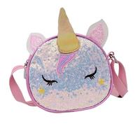 Abaodam Bolso Bandolera para Niñas Unicornio Rosa Brillante, Ligero y Ajustable, Tamaño Mediano para Obsequio Infantil y Uso Diario, Bolso Bandolera para Niña Cremallera Resistente