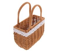 Abaodam Bolso Cesta de Mimbre Pequeño Asa Bolso Mano Mujer Tejido a Mano Cesta Obsequio para Bodas y Eventos Diseño Decoración de Cuerda Blanca Tamaño 24X185X85 CM