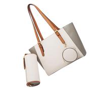 Abaodam Bolso de mujer práctico de PU blanco, conjunto con monedero, bolso bandolera portátil para uso diario, compras, viajes y trabajo
