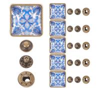 Abaodam Botones a Presión de 17mm 6 Piezas de Aleación y Vidrio Estilo Retro Azul y Blanco Cierre Multifunción Adecuado para Navidad y Cumpleaños para Manualidades
