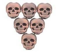 Abaodam Botones de Afinación para Guitarra Acústica y Folk Diseño de Calavera de Metal, 6 Piezas Pequeñas de Repuesto en Color Rojo Cobre, Sistema Antideslizante para Precisión