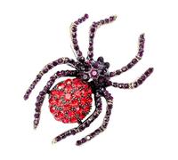 Abaodam Broche de Araña Retro con Pedrería Alfiler Brillante para Vestidos de Fiesta Accesorio Elegante para Bodas y Celebraciones Diseño Único con Cristales Brillantes Rojo