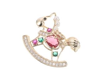 Abaodam Broche de Caballo con Strass Brillante Diseño Creativo de Equino Pin Decorativo Resistente y Colorido para Solapas Mochilas Chaquetas y Vestidos Accesorio Elegante Unisex