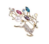Abaodam Broche de Ciervo Navideño de Aleación Perlas y Cristales Delicado Accesorio Rosa Dorado para Mujer Adecuado para Fiestas Bodas y Uso Diario Diseño Elegante y Festivo