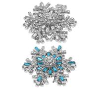 Abaodam Broche de Copo de Nieve Giratorio 3d para Mujer, 2 Unidades Blanco y Azul, Pin de Solapa Gemas de Imitación, Prendedor Festivo para Abrigo, Accesorios de Invierno y Fiestas