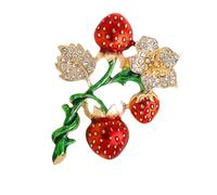 Abaodam Broche de Fresa Retro de Aleación Esmalte y Strass, Pin Decorativo para Mujer, Accesorio de Moda para Vestidos, Suéteres y Bufandas, 1 Pieza