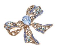 Abaodam Broche de Lazo con Cristales Azul Alfiler Decorativo para Ropa y Bufandas Imperdible Seguro y Delicado Accesorio Especial para Vestir para Fiestas y Uso Diario