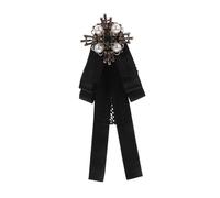 Abaodam Broche de Lazo Vintage para Mujer Gran Pajarita de Tela con Perlas Simuladas Alfiler de Solapa Ligero y Elegante para Ropa Accesorio de Moda Inglés Retro