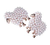 Abaodam Broche de Oveja Vintage Perlas de Imitación, Alfileres para Mujer, Set de 2 Piezas, Accesorios de Traje, Pinzas para Vestido y Chal, Diseño Animal Encantador