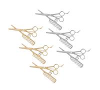 Abaodam Broche de Peluquería 8 Piezas Diseño de Tijeras y Peine Decoración de Ropa de Trabajo Conjunto de Pins Dorados y Plateados para Accesorios de Barbería