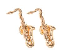 Abaodam Broche de Saxofón Dorado en Aleación Diseño Único y Fuerte Impacto Visual, 2 Piezas para Bufandas y Suéteres en Ensayos y Presentaciones Musicales