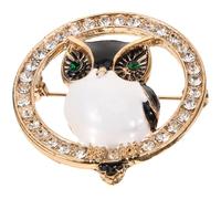 Abaodam Broche de Solapa Búho Esmaltado Incrustaciones de Gemas de Imitación, Accesorio Multifuncional para Suéter, Traje y Abrigo, Pin Decorativo para Ropa Mujer, Alfiler de Chal