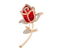 Abaodam Broche Flor Decorativo Rojo con Cristal Brillante Diseño Elegante para Ropa Mantillas Vestidos y Bolsos Accesorio Femenino para Fiestas y Ocasiones Especiales
