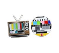 Abaodam Broches Creativos Retro Forma de Canales de Televisión Set de 2 Piezas Pequeño Tamaño Diseño Colorido Accesorios para Disfraces y Decoración de Ropa