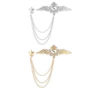 Abaodam Broches para Ropa Mujer Diseño Elegante y Práctico Aleación y Cristal Originales Alas de Ángel y Estrellas Pack de 2piezas para Decorar Bufandas y Trajes