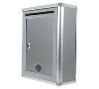 Abaodam Buzón de Sugerencias de Pared en Aleación de Aluminio Gris Plateado Cerradura Segura, Capacidad Media 21,5x10,5x28,5 Cm, Buzón Profesional para Oficina, Escuela y Estilo Aleatorio