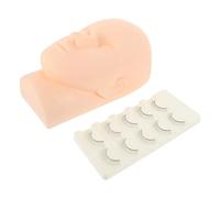 Abaodam Cabeza de Maniquí de Silicona para Extensión de Pestañas, Modelo Plano 25x14.5x12 Cm 5 Pares de Pestañas Postizas de 8 Mm, Práctica de Cosmetología y Maquillaje Profesional