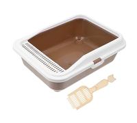Abaodam Caja Caja De Arena para Gatos Bandeja Sanitaria Interior Mascota Basura Baño De Gato Charlar Almohadillas Desodorizante Cucharón Orinal Duradero para Gatos Educación Física Coffee