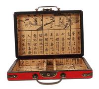 Abaodam Caja de Mahjong de Madera Retro con Asa Portátil Contenedor Rectangular para Almacenaje de Fichas Ligera y Multifuncional para Uso Doméstico