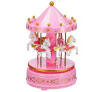 Abaodam Caja de Música Decorativa de Plástico Rosa de Carrusel Romántica