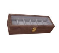 Abaodam Caja para Reloj de Madera Nogal 6 Ranuras Joyero Compacto para Almacenamiento de Relojes y Anillos Adecuado para Uso Doméstico y Viajes Protección Elegante para Colecciones