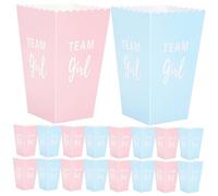 Abaodam Cajas De 24 Uds. Caja De Bocadillos Cestas De Regalo De Tazas De Palomitas De Maíz Reveladoras De Género Cubo De Palomitas De Maíz Bebé Revelar El Secreto Papel Palomitas De Maiz