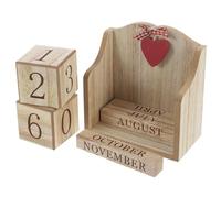 Abaodam Calendario Perpetuo de Madera Estilo Europeo Bloques para Escritorio, Calendario Decorativo para Oficina y Decoración del Hogar
