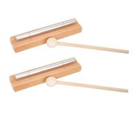 Abaodam Campanas de Mano Base de Madera y Tubo Metálico para Meditación y Mindfulness Juego de 2 Instrumento de Percusión Musical Sonido Afinado para Yoga, Aulas y Atención Plena
