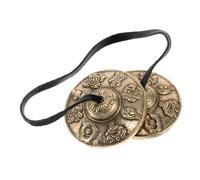 Abaodam Campanas de Meditación Tingsha de Latón, Platillos para Yoga y Relajación, Accesorio Ritual Budista Multifuncional para Prácticas Espirituales y Música de Varios estilos