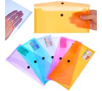 Abaodam Carpetas de Plástico Pp Transparentes con Cierre a Presión, 6 Piezas, Sobres Organizadores de Archivos Tamaño A4, Colores Surtidos, para Almacenamiento Escolar y Color