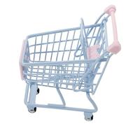 Abaodam Carrito de Compras en Miniatura Pequeño Azul para Escritorio, Juguete de Almacenamiento Multifuncional, Accesorio Decorativo para Oficina y Hogar, 1 Pieza