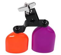 Abaodam Cencerro de Percusión Bicolor Morado y Naranja, Generador de Ruido para Batería Tonos Altos y Bajos, Accesorio de Plástico y Metal para Kits de Batería, Instrumento de Percusión