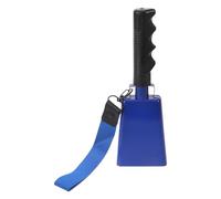 Abaodam Cencerro Metálico Azul con Mango y Correa para Muñeca, Campana de Percusión Manual para Eventos Deportivos, Animación de Fútbol y Celebración al Aire Libre
