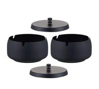 Abaodam Cenicero Metálico Pequeño de Acero Inoxidable Tapa Resistente al Viento, 8,8 X 8,8 X 7 CM, Pack de 2 para Uso en Oficina, Exterior y Hogar