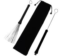 Abaodam Cepillos de Batería de Acero Inoxidable con Efecto de Resorte y Sonido Natural 1 Par con Bolsa para Batería de Jazz y Percusión