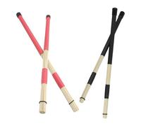 Abaodam Cepillos para Batería de Jazz 2 Pares Rojo y Negro Varillas de Bambú y Caucho Accesorios de Percusión Multifuncionales para Práctica Silenciosa y Batería Electrónica