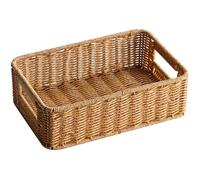 Abaodam Cesta y del Hogar Vintage de Ratán Sintético Gran Capacidad y Estructura de Hierro para Organizar Artículos de Aseo para Almacenamiento en Baño